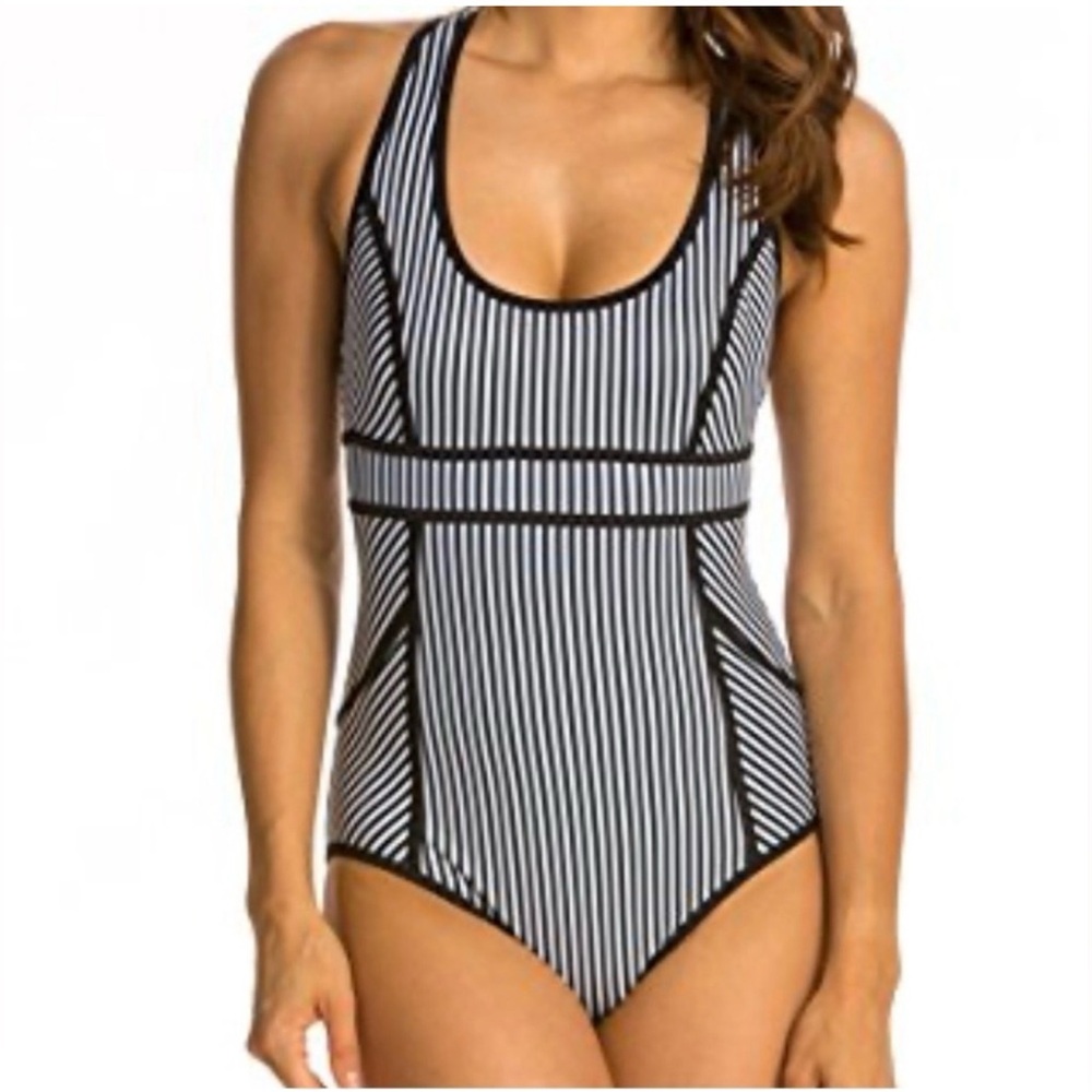 Striped Black and White Women's Swimsuit
